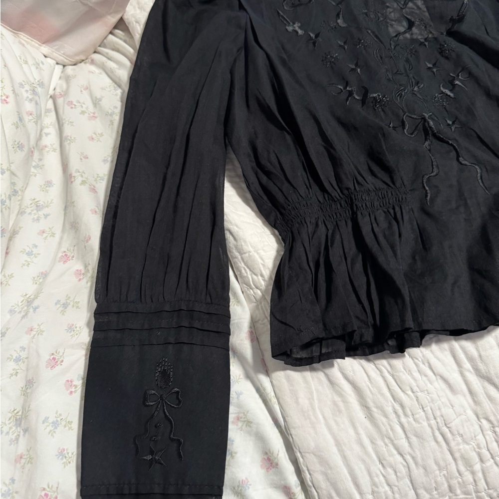 MOTHER Black Sheer Embellished Sleeveless Blouse - Picture 6 of 11